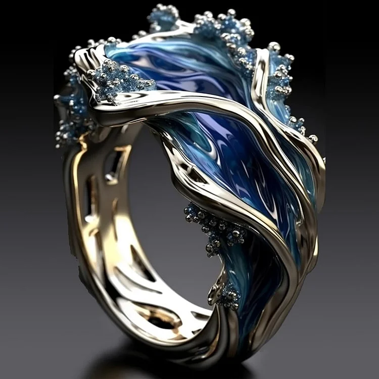 HOPE – Retro Golden Wave Ocean Ring