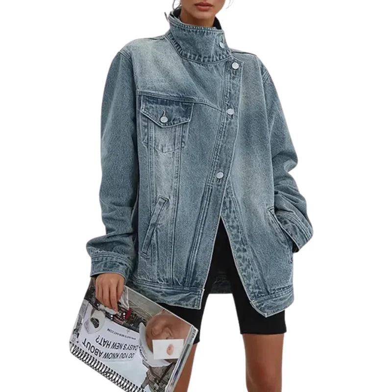 CLEO - Asymmetrical Urban Jacket with Buttons