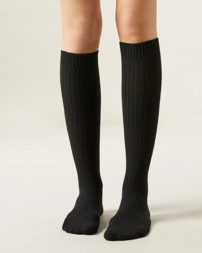 Ribbed High-Knee Wool Socks