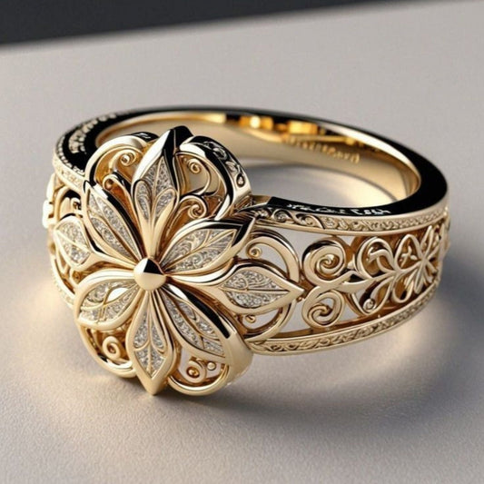 ELVIRA – Exotic Floral Zirconia Gold Ring