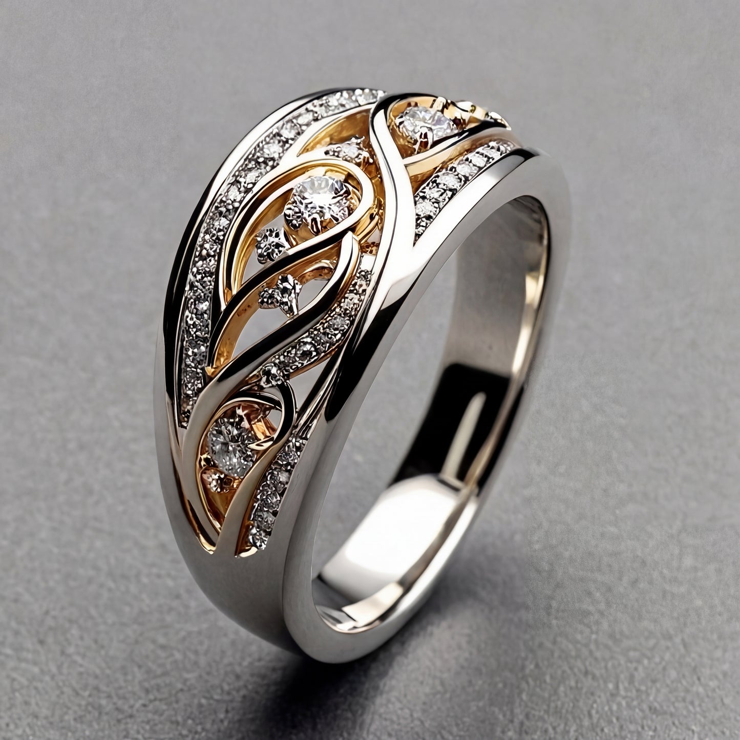 RIVEN – Hollow Gold & Silvered Ring
