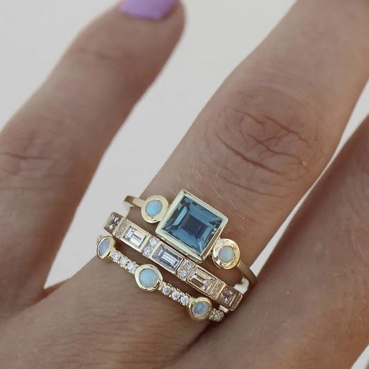 VALERY – Vintage Blue Crystal Ring Set