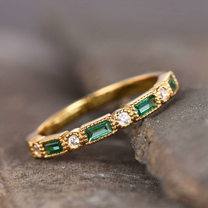 Alex – Green Inlaid Zirconia Gold Ring