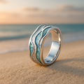 TIDEA – Turquoise Silvered Waves Ring